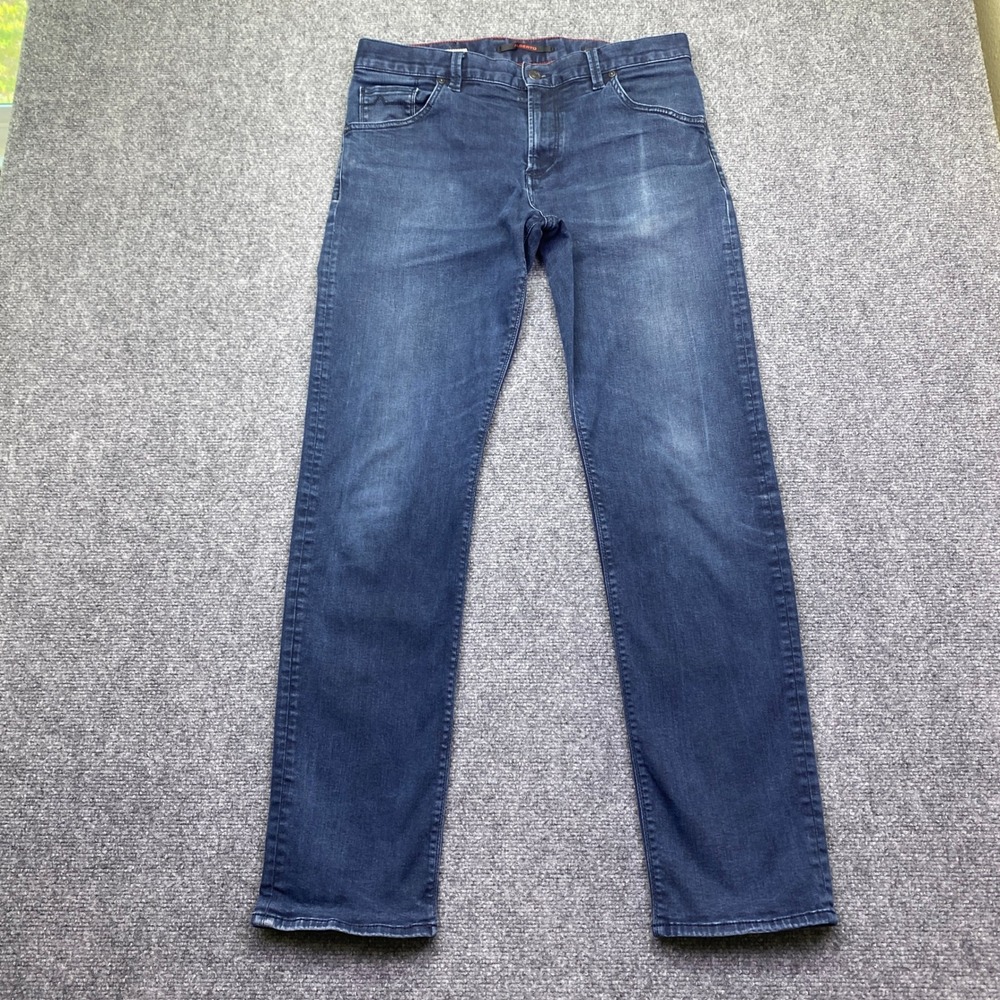 Alberto Stone Modern Fit Jeans Dark Wash Luxury T400 Dual FX Denim Mens Sz 33